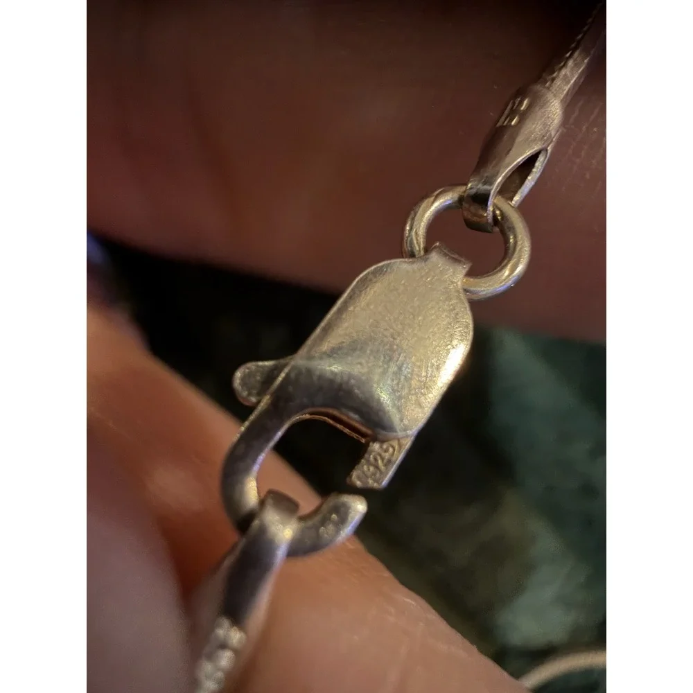 Sterling Silver Heart Pendant Necklace Snake Chain Marked 925 Italy - Picture 6 of 7